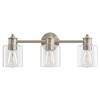 POWLIG 22.44-in 3-Light Nickel Dimmable Bathroom Vanity Light Vanity with Transparent Lampshade - 2 of 4