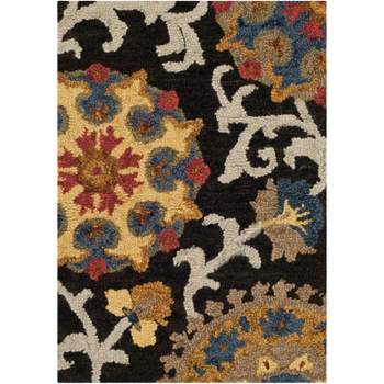 SAFAVIEH Blossom Collection 8' Square Charcoal/Multi BLM402H Handmade Wool  Area Rug : : Home
