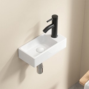 Hrinhom 14.2"W Bathroom Vanity Sink,Modern Ceramic Wash Basin Right Hand Without Faucet - 1 of 4