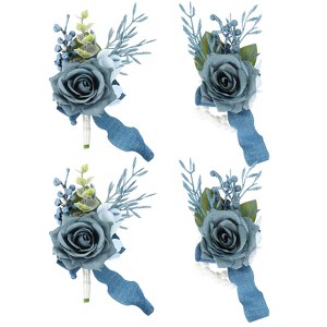 Unique Bargains Satin Romantic Durable Elegant Rose Corsage and Boutonnieres Set 2 Pcs - 1 of 4