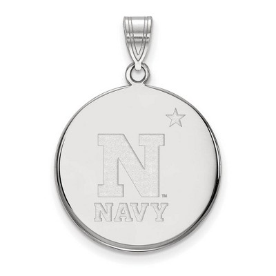 Black Bow Jewelry 10k White Gold Navy Midshipmen NCAA Large Pendant
