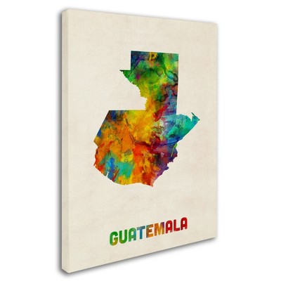 Trademark Fine Art -Michael Tompsett 'Guatemala Watercolor Map' Canvas Art