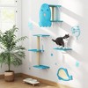 NAYSAYE Set of 5 Wall Mounted Cat Furniture, Wooden Climber Includes House, Bridge, Tree, Steps, and Scratcher for Cat Family, Blue, 14.2"*8.7"*14.2" - 2 of 4