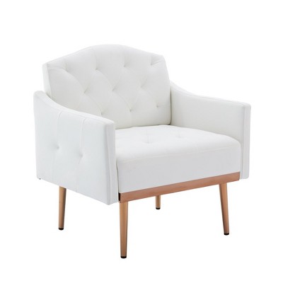 Tufted Decorative Fabric Armchair with Gold Metal Legs for Living Room Bedroom Office