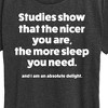 Women's - Instant Message - Studies Show Nicer More Sleep Short Sleeve Graphic T-Shirt - 2 of 4