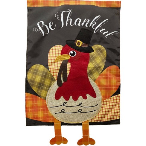 Colorful Turkey Thanksgiving Applique Garden Flag 18" x 12.5" Briarwood Lane - image 1 of 4