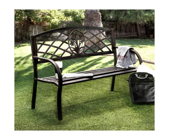 Palmer Slatted Patio Bench in Black - Furniture of America