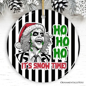 Ho Ho Ho It's Snow Time! Funny Horror Christmas Ornament, Vintage Halloween Beetle Zombie Tree Decor| OrnamentallyYou - 1 of 4