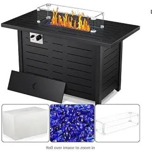 28/30/32/42 in Firepit Table, 60,000 BTU Propane Fire Pit with Steel Lid and Lava Rock, 2 in 1 Design for Patio, Deck - 1 of 1