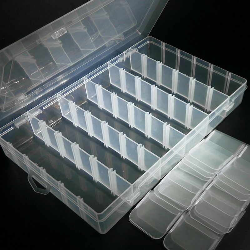 Unique Bargains Clear 36 Slots Adjustable Jewelry Rings Storage Box Plastic Container Organizer, 3 of 5
