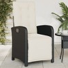 vidaXL Reclining Patio Chairs 2 pcs with Footrest Black Poly Rattan - 3 of 4