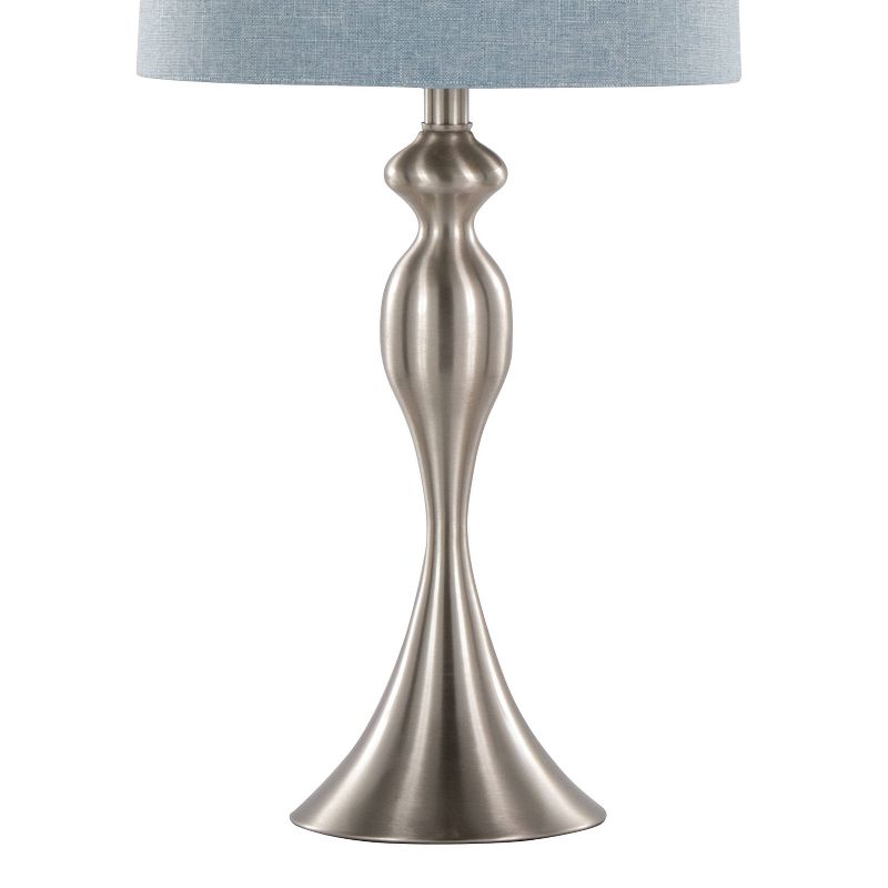 LumiSource (Set of 2) Ashland 27&#34; Contemporary Metal Table Lamps Brushed Nickel with Light Blue Linen Shade from Grandview Gallery, 4 of 8