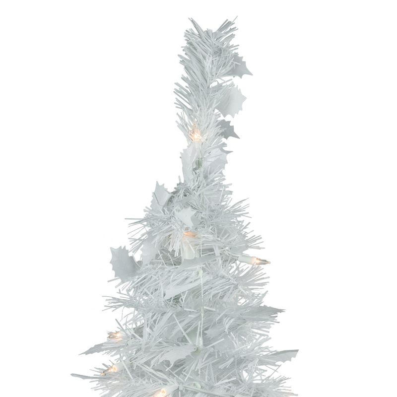 Northlight 4' Pre-Lit White Tinsel Pop-Up Artificial Christmas Tree, Clear Lights, 4 of 7