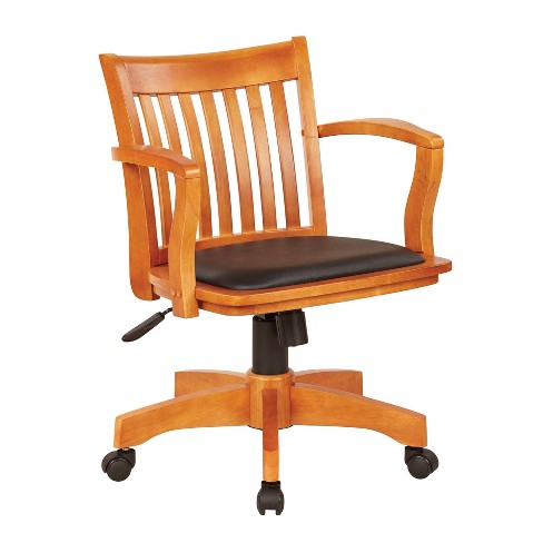 Deluxe Wood Banker S Chair Padded Seat, Wood Bankers Chair With Padded Seat