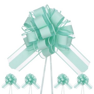 Unique Bargains Plastic Flower Ribbon Satin Gift Bow Pull Bows 12 Pcs - 1 of 4