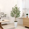 2 Pack 5ft Artificial Olive Trees with Fruits and White Planters – Faux Indoor Tall Greenery for Home Decor - 2 of 4