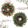 16" Prelit Christmas Wreath for Front Door, Artificial Xmas Wreath with Red Green Gold Ball Ornaments, for Indoor Outside Fireplace Window Decor - 2 of 4