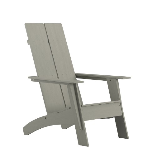 Merrick Lane Modern 2 Slat Back All Weather Poly Resin Wood Adirondack Chair in Gray