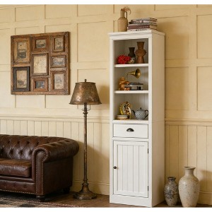 Airsurfer Tall White Bookshelf Tall White Bookshelf with Cabinet Storage Solution for Living Room Organization - 1 of 4