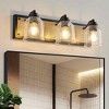 DAKAFUL Farmhouse Bathroom Vanity Light,with Wood Grain Metal Panel +Seeded Glass Shade,Rustic Vanity Light Fixture Over Mirror/for Bedroom - 2 of 4