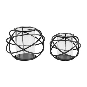 Sagebrook Home Set of 2 Decorative Orb Candle Holders - Contemporary Round Orb Shaped Votive Candle Tea Light - 1 of 4