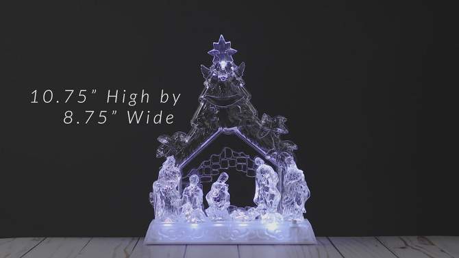 Northlight LED Lighted Nativity Scene in Stable Acrylic Christmas Decoration - 10.75", 2 of 8, play video