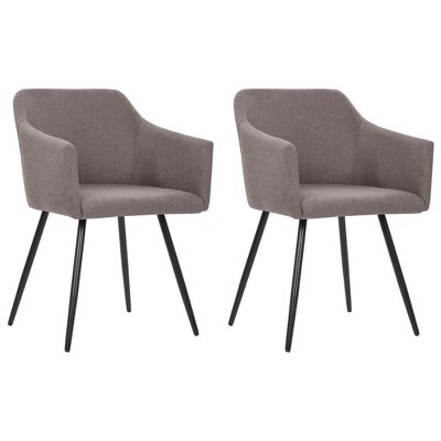 vidaXL Dining Chair Set of 2 Taupe Fabric (100% polyester), metal