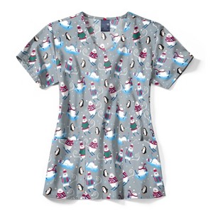 Zoe and Chloe Zoe+Chloe Performance V-Neck Print Scrub Top - 1 of 1