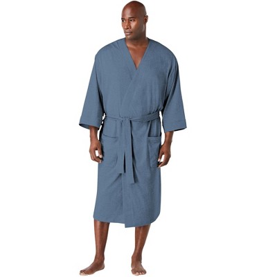 Kingsize Men's Big & Tall Cotton Jersey Robe - 8xl/9xl, Slate Blue : Target