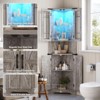 Corner Cabinet with LED Light, Tall Storage Cabinet with Glass Doors - 3 of 4