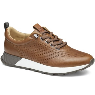 Johnston & Murphy Men’s Kinnon Perfed Jogger Sneaker, Dark Tan Full Grain, Size 8