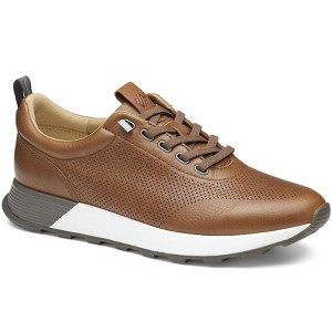 Johnston & Murphy Men’s Kinnon Perfed Jogger Sneaker, Dark Tan Full Grain, Size 8 - 1 of 3