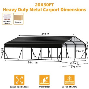 10 x 15 FT Metal Carport with Galvanized Steel Roof, Heavy Duty Metal Roof Carport with Enhanced Base, Tall Kits Garage for Tractors, Trucks, Boats - 1 of 4