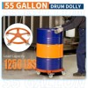 55 Gallon Drum Dolly 1000 lbs - Barrel Cart With Swivel Casters & Cross Braces, Non Tipping Drum Transport for Warehouse/Factories - 3 of 4
