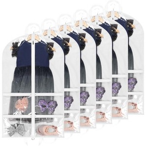 6 Pack 40" Black Dance Garment Bags, Hanging Covers with 4 Zipper Pockets for Competitions - 1 of 4