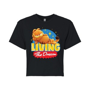 Women's - Garfield - Living The Dream Cropped Graphic T-Shirt - 1 of 4