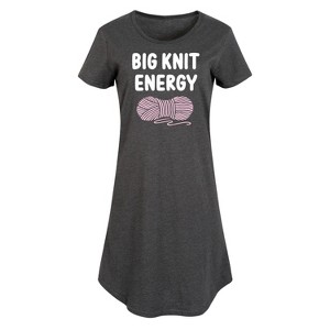 Women's - Instant Message - Big Knit Energy Graphic T-shirt Dress - 1 of 4