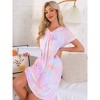 cheibear Women's Soft V-Neck Summer Pajama Lounge Dress with Pockets Nightgowns - 3 of 4