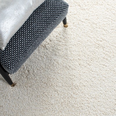 Ivory Square Shag Rug with Wool and Synthetic Fibers