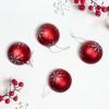 Northlight Glittered Snowflakes Matte Finish Glass Ball Christmas Ornaments - 3" (75mm) - Red - 4ct - 2 of 4