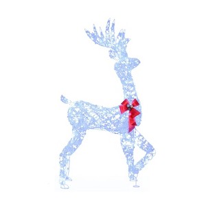 Tangkula 5 FT Lighted Christmas Reindeer 3D Standing Lighted Buck Deer with 100 LED Lights Indoor/Outdoor Lighted Holiday Decor - 1 of 2