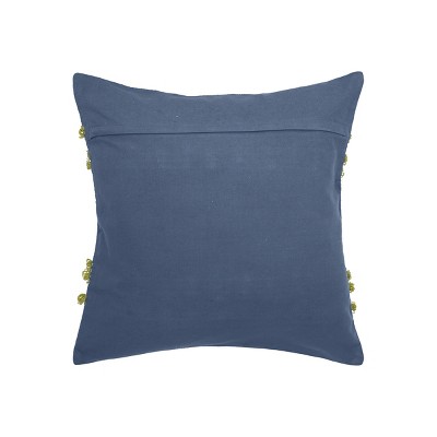 Indigo and Citron Handcrafted Tufted Throw Pillow