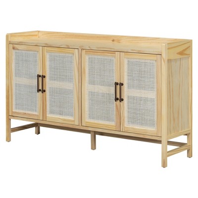 Bella Depot 60" Sideboard with Rattan Doors and Adjustable Shelves