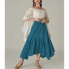 Maxi Skirts for Women High Waist Vintage Skirt Tiered Long Skirt with Pockets Flowy High Low Hemline Skirts - 4 of 4