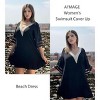AI'MAGE Women's Swimsuit Cover Up 3/4 Bell Sleeve Loose Beachwear Deep V-Neck Bikini T-Shirt Beach Dress S-XXL - 2 of 3