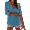 Imily Bela Women's Long Sleeve Beach Sun Protection Top V-Neck Tie Pocket Hoodie - 3 of 4