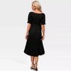 Womens Maternity Dress V Neck Short Sleeve Tie Waist Adjustable Belted Dress with Ruffled Hem - 2 of 4