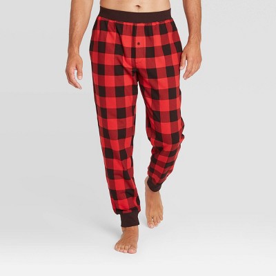 red and black plaid sleep pants