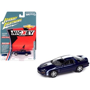 2002 Chevrolet Nickey Camaro ZL1 Navy Blue Metallic with White Stripes 1/64 Diecast Model Car by Johnny Lightning - 1 of 3