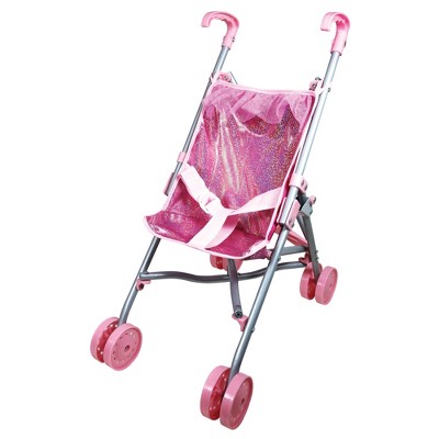 Princess Ella Doll Stroller Set with Blue Gown and Pink Stroller